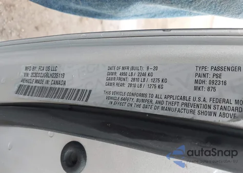 2020 Dodge Challenger Gt from USA, damaged, VIN 2C3CDZJG6LH235119